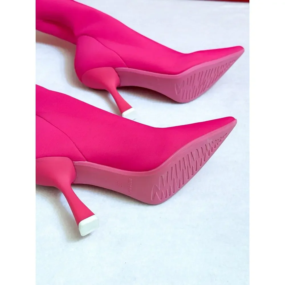 EU 39 US 8.5 Made In Italy Ovye Christina Lucchi Sock Ankle Women Boots Pink